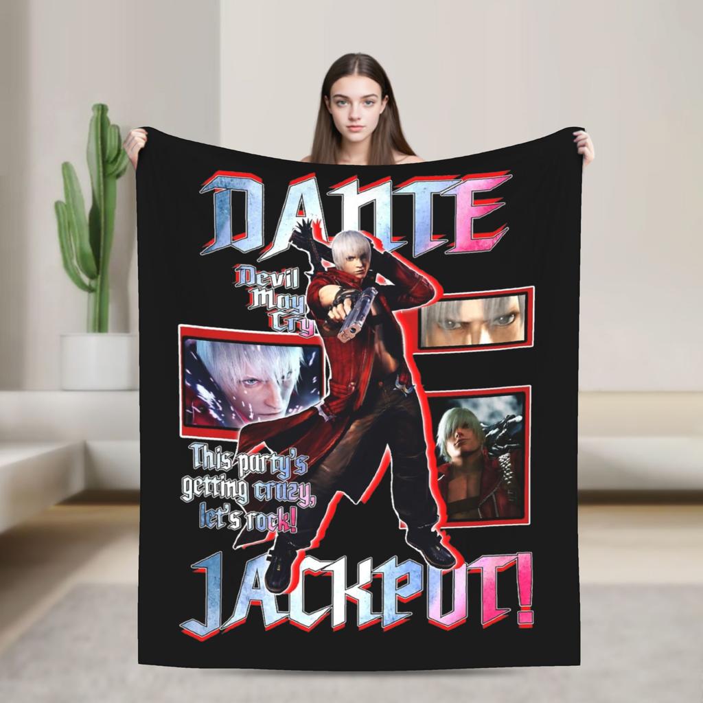 Dante Devil May Cry Bootleg Decke Samt Bedruckt Multifunktionale Warme Überwurfdecke für Zuhause Outdoor Plüsch Dünne Steppdecke