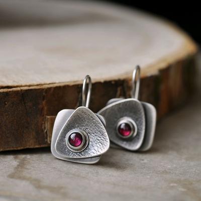 Retro Bohemian Purple Triangle Square Irregular Earrings For Women Boho Ethnic Amethyst Drop Earrings