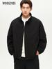 WOOG2005 Men's Warm Black Stand Collar Winter Jacket - Thick Imitation Silk Cotton, Windproof.