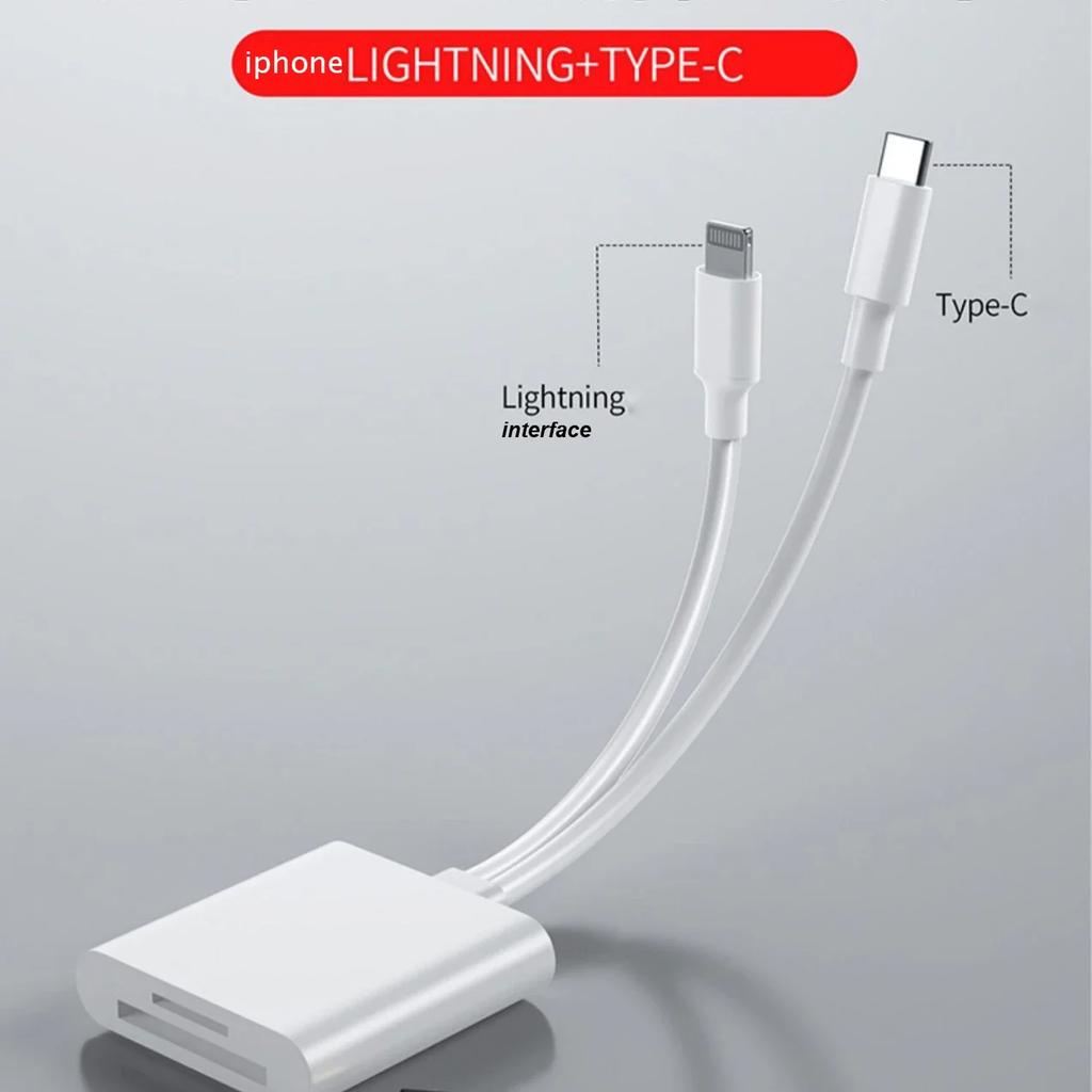 2 In 1 OTG Card Reader Type C Lightning Dual Port To SD TF Memory Card Adapter For Laptop PC IPhone Cardreader No APP Requires