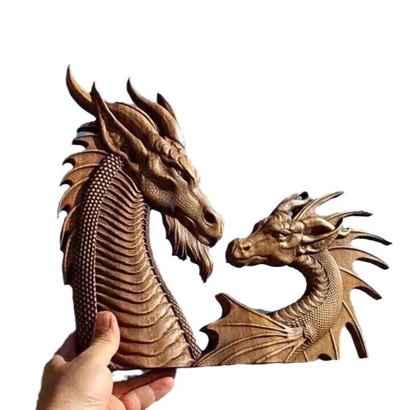 Courtyard Garden Unique Dragon Decor Resin Simulation Dragon Statue Wall Hanging Home Decoration Craft Double Dragon