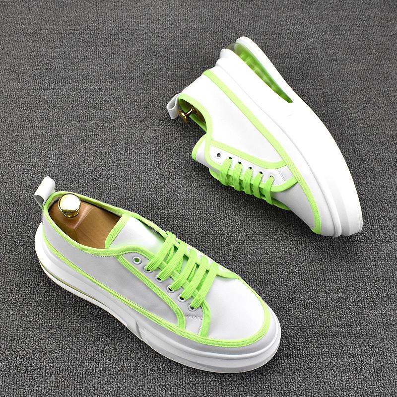 

Модные мужские повседневные белые туфли в английском стиле со шнуровкой из натуральной кожи на плоской подошве, молодежные уличные кроссовки на платформе, дышащая обувь для мужчин 9 армия зеленый