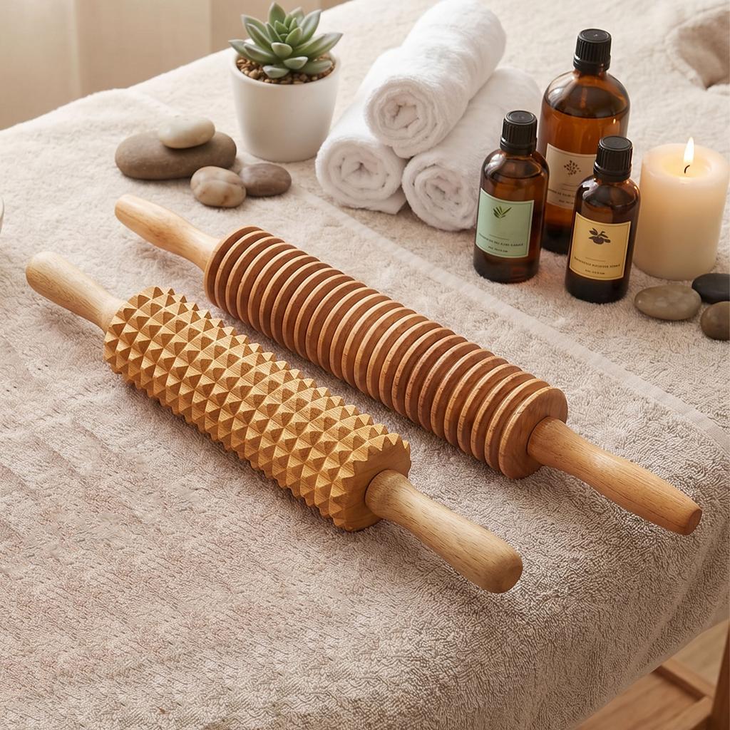 Wooden 2-in-1 SET MASSAGER FOR BODY MASSAGE MADEROTHERAPY CELLULITE GIFT