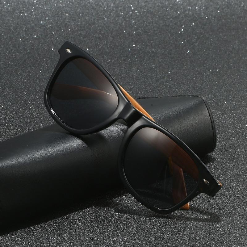 Ikke-polariserte Vintage Herre Imiter Bambus Solbriller Trebriller Mote Herre Firkantet Plastinnfatning Kjøring Antirefleks Briller Skygger