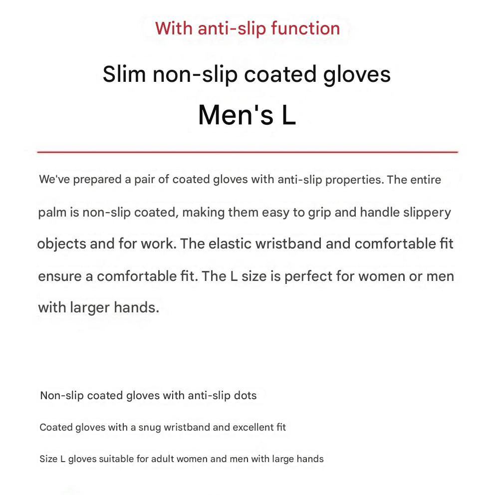 Slim Men's Work Gloves Large-Size with Palm Coating