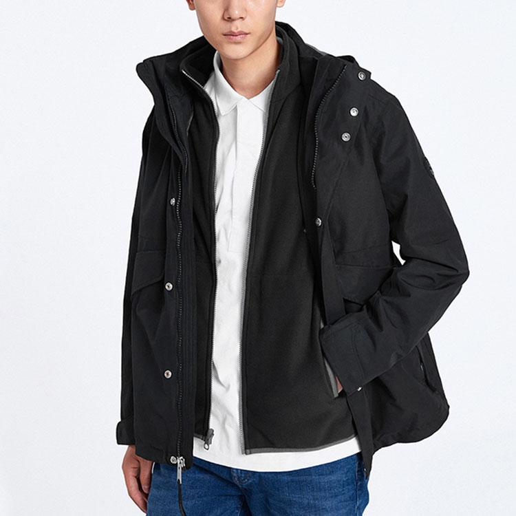 Timberland Waterproof Hooded Three-In-One Jacket Men jackets Black A1WSZ-001