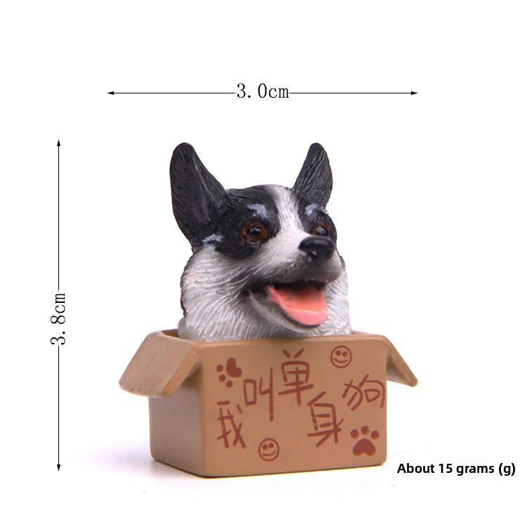 Box Cartoon Cute Corgi Husky Shepherd Dog Mini Model Ornament Desktop Decoration