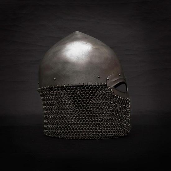 Norman Helmet with Chainmail Aventail Viking Crusader Style Combat Helmet Medieval Armor for LARP, Reenactment, SCA, Cosplay Gift