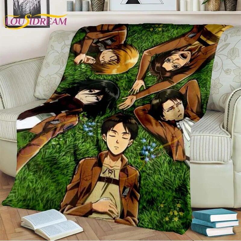 Classic Anime Blanket Attack On Titan Blanket Eren Jaeger Blanket for Bedroom Sofa Livingroom Cartoon Blanket Children's Blanket