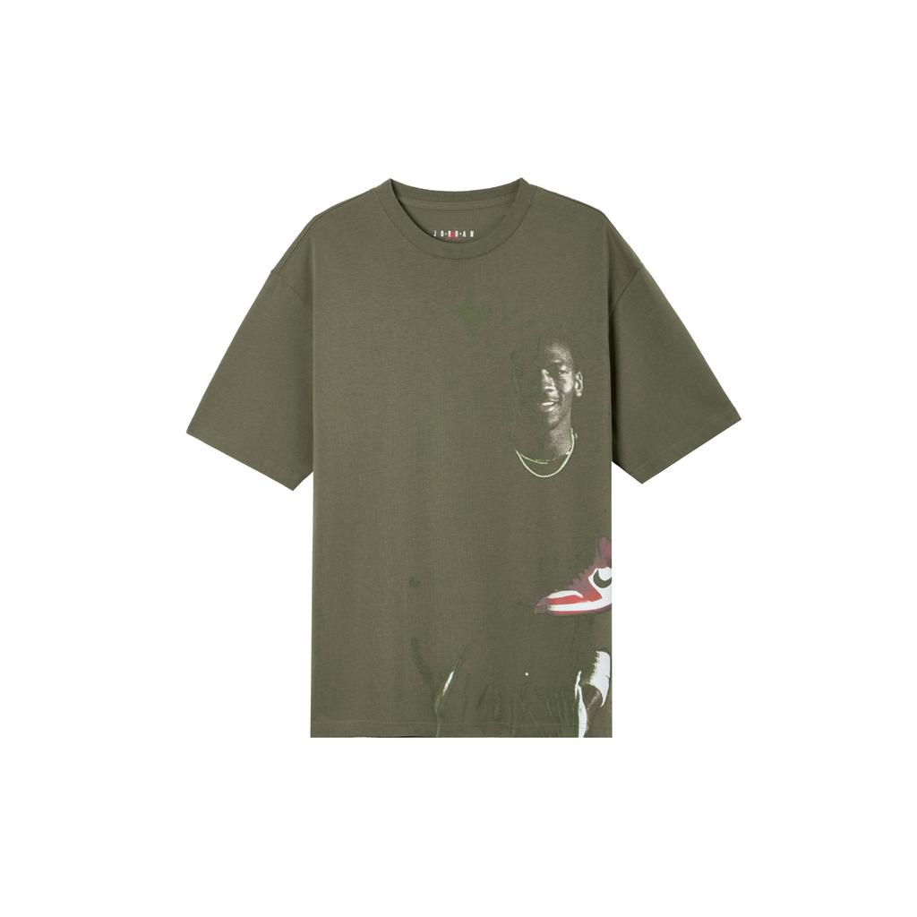 Jordan Comfortable Round Neck Short Sleeve T-Shirt Men Tops Medium-Olive-Green HV5047-222