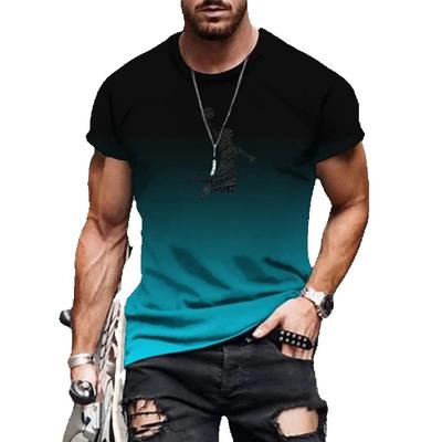Sommermode Farbverlauf Herren T-Shirt Neuer Trend Lässig 3D-Druck Rundhals Kurzarm Interessante Oberteile Tees Für Unisex