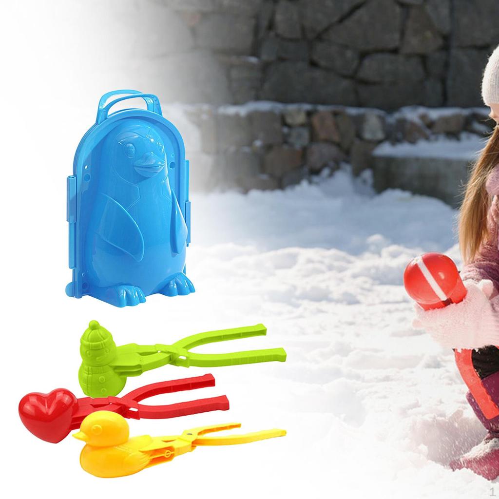 4 Pieces Multi Functional Snowball Fight Maker Clip with Handle,Snowball Clip,Snow Ball Toys Games