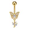 1Pcs  Stainless Steel Zircon Belly Button Ring Butterfly Flower Belly Button Stud Micro-Set Round Belly Button Piercing
