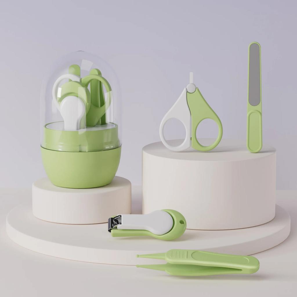 Baby Nail Kit, 4-in-1 Baby Nail Care Set with Cute Case, Baby Nail Clippers, Scissors, Nail File & Tweezers, Baby Manicure Kit