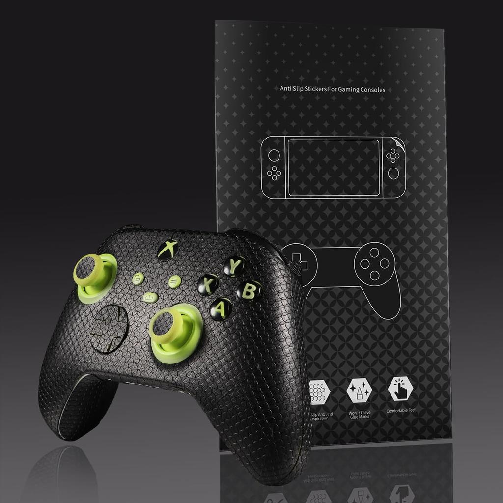 IMMOENUC Grip Tape for Xbox Series S/X Wireless Controller, Non-Slip, Self-Adhesive, Sweat-Resistant, Pre-Cut Soft Texture Skin Sticker Kit (Black)