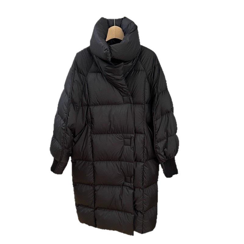 European winter new puff down cotton clothes women's long knee loose thickened high-end cotton jacket