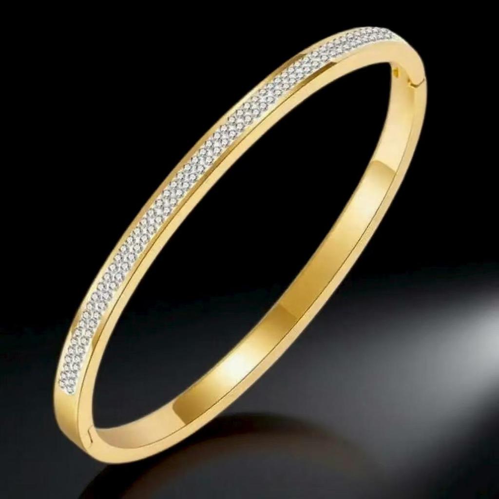 18K Gold Plated Stainless Steel Bracelet with Zirconia for Women