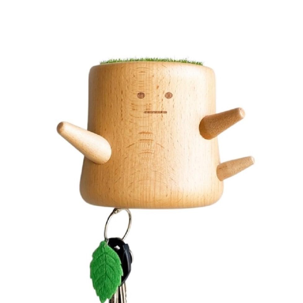 

TOSMU Wooden Fairy Bo-chan Key Rack, Cute and Stylish Wooden Key Holder, Wall-Mounted, Entryway, Natural Wood, Key Hook, Magnetic, Key Storage, 7014