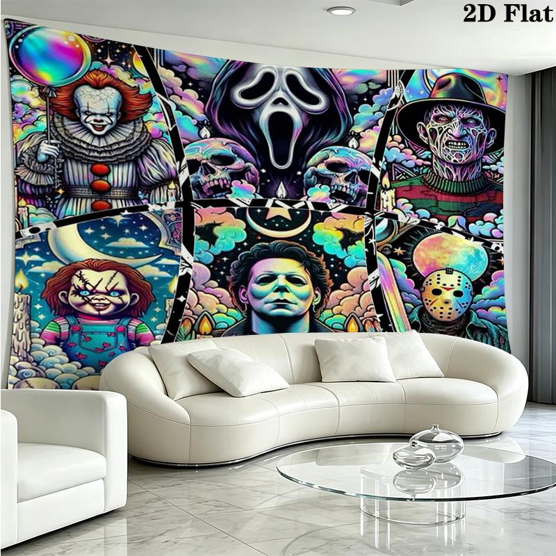 Horrorfilm-Serie Wandteppich Ästhetischer Wandbehang Bedruckter Stoffdecke Dekorative Wandteppiche für Schlafzimmer Wohnzimmer Heimdekoration