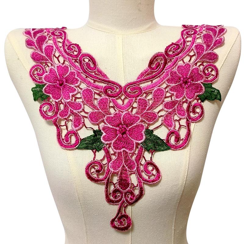 Water-soluble lace collar, heavy industry two-color collar, black and gold embroidered collar, three-dimensional hollow embroidery, gold thread.