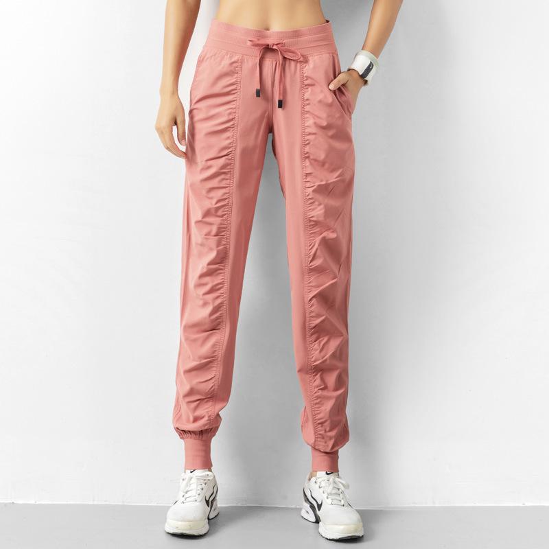Lulu Women's Lightweight Quick-Dry Pleated Joggers - Breathable, Loose, Slimming, Casual Fitness Pants for Summer Running