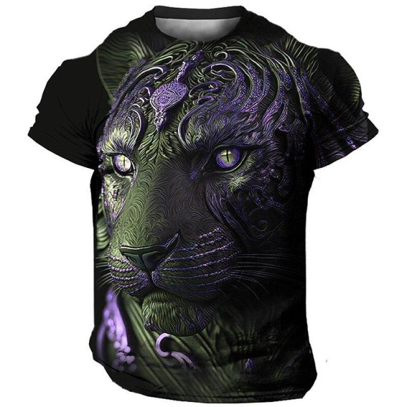 

Модная мужская футболка с принтом льва, летняя уличная одежда в стиле хип-хоп в стиле Харадзюку, повседневная блузка с круглым вырезом и короткими рукавами, свободный топ с животным узором L