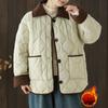 Women's Autumn and Winter Casual Lapel Thickened Warm Coat Lightweight Diamond Quilted Color-Block Jacket