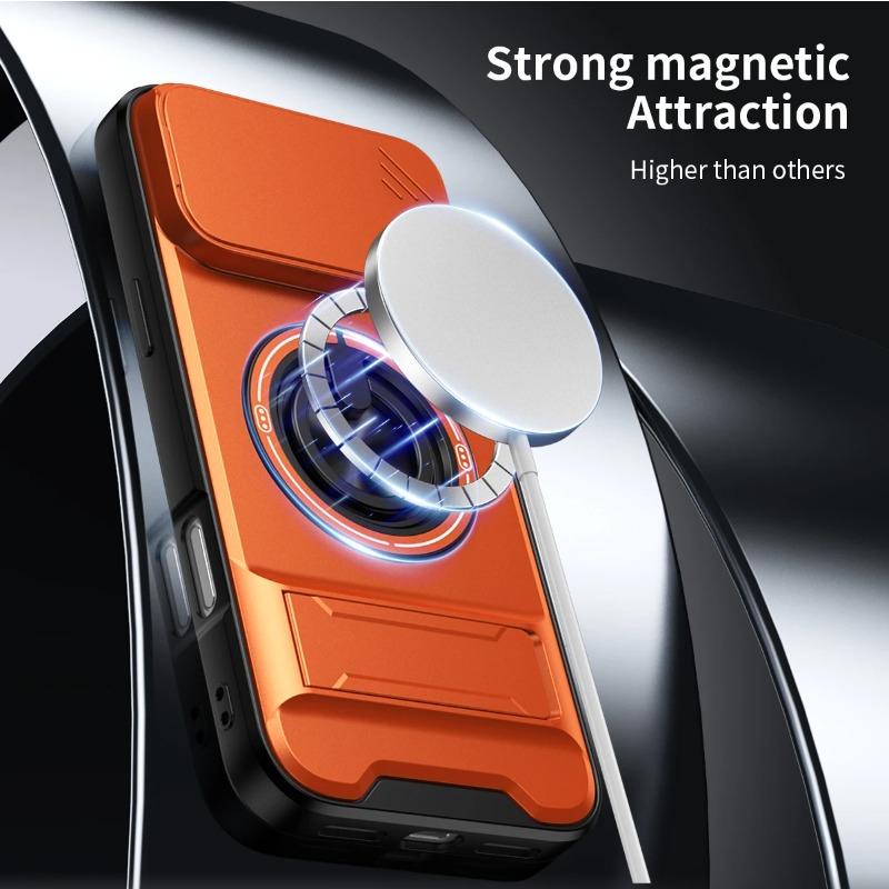 Neue Hülle für Für Iphone17 Pro Max 16 Pro Max 1 14 13 Schiebefach Kamera Schutz Aufstellständer Stoßfest Rückseite Magnetische Handyhülle