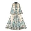 Spring New Arrival French Style Vintage Court Style Print Dress Women's Fancy Loose Fitted Waist Flare-Sleeve Dress