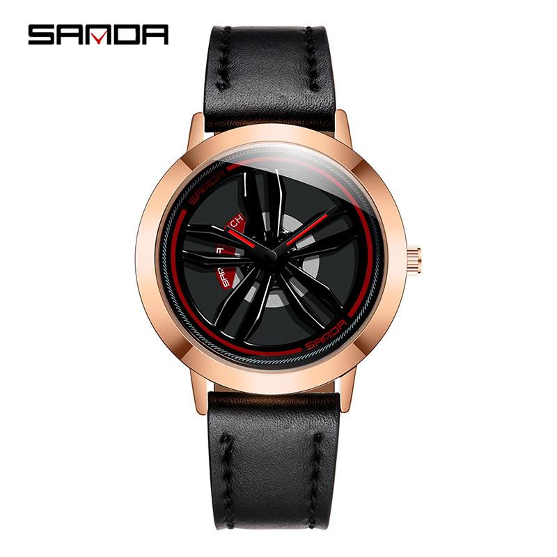 Sanda Men s Trendy Leather Waterproof Watch