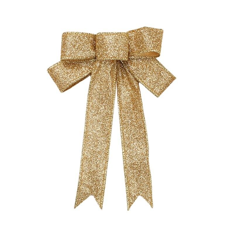 23CM Large Red Sparkling Glitter Christmas Ribbon Bow Christmas Tree Decoration