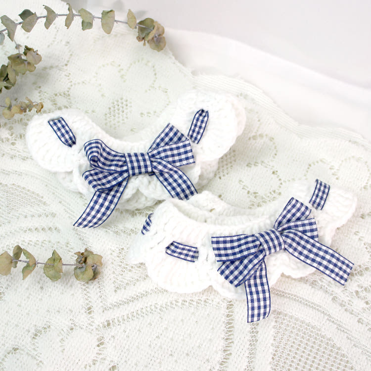 [KIMnyang_deng] Niebieska wstążka w kratkę, kot, szczeniak, dzianinowy peleryna