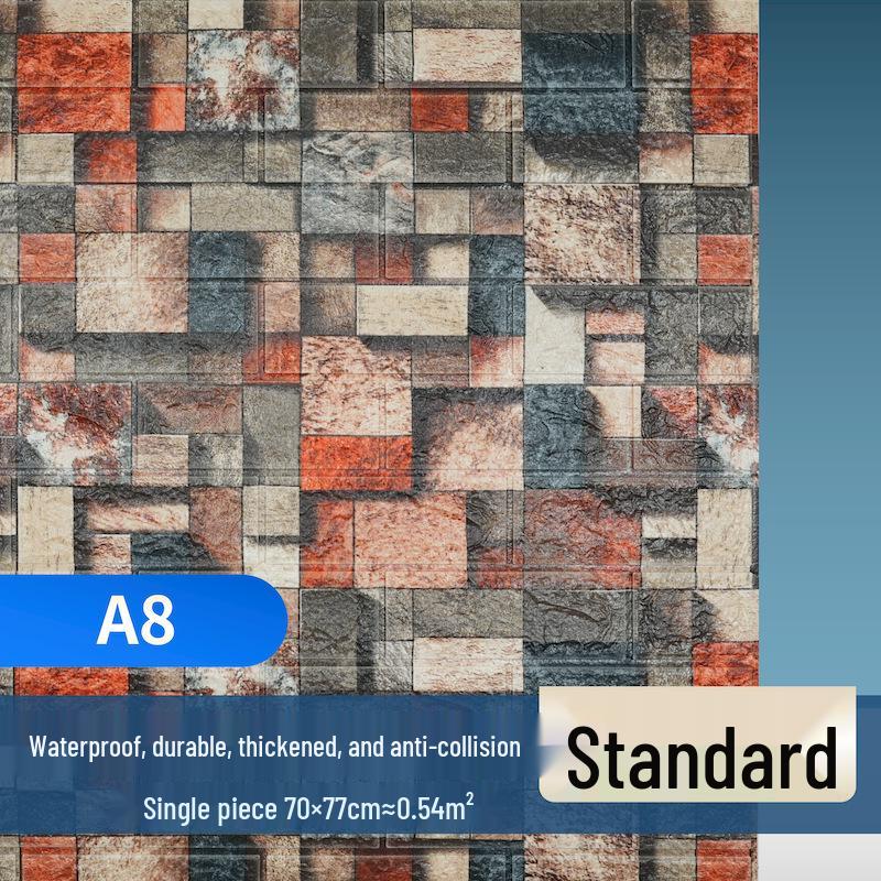 Retro 3D Brick Pattern Self-Adhesive Moisture-Proof Wallpaper Sticker