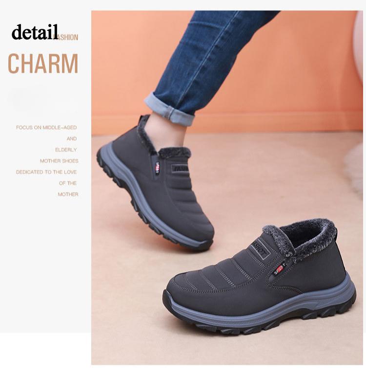 Winter Warm Snow Boots for Men Water Resistant Non-Slip Short Ankle Booties With Faux Fur Lining Men's Comfortable Work Sneakers Walking Loafers Shoes