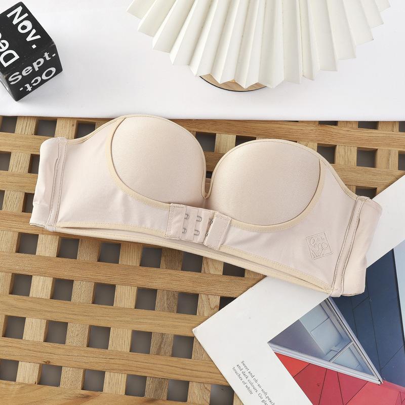 3/4 Cup Strapless Bra Women's Invisible Push-up Bra Anti-sagging No Steel Ring Underwear Beautiful Back Lingerie