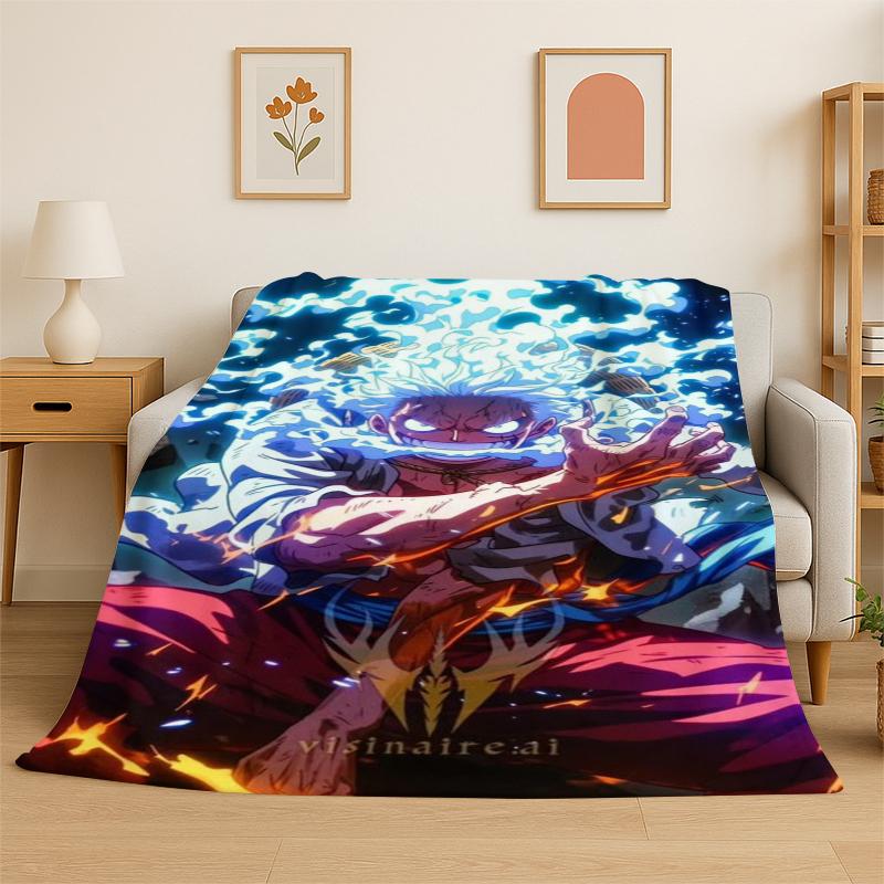 Anime Zoro One P-Piece Cartoon Flannel Blanket Soft Warm Throw Blanket for Bedroom Living Room Bed Travel Camping Picnic Kid