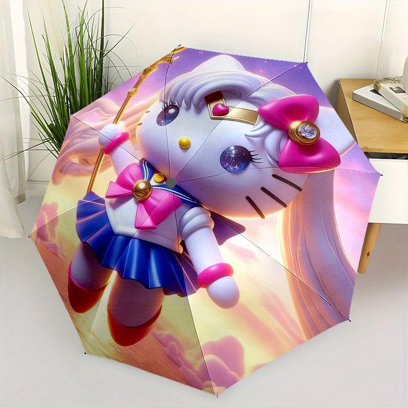 

Hello Kitty,Sailor Moon Automatic Folding Umbrella-Simple 8-Rib Design, Bright Cartoon Pattern, Durable Iron Frame, Suitable For Travel, Out