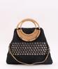 Rattan Round Handle X Paper Black [Cuko] Handbag, 2-way bag/A4 Size, Women's, (019)
