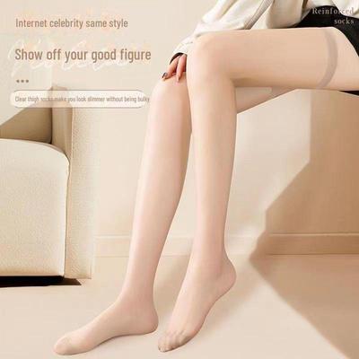 Ultra-Thin Core-Spun Silk Over-the-Knee Stockings: Anti-Snag Flesh-Colored Thigh-High Concealer Socks for Women.