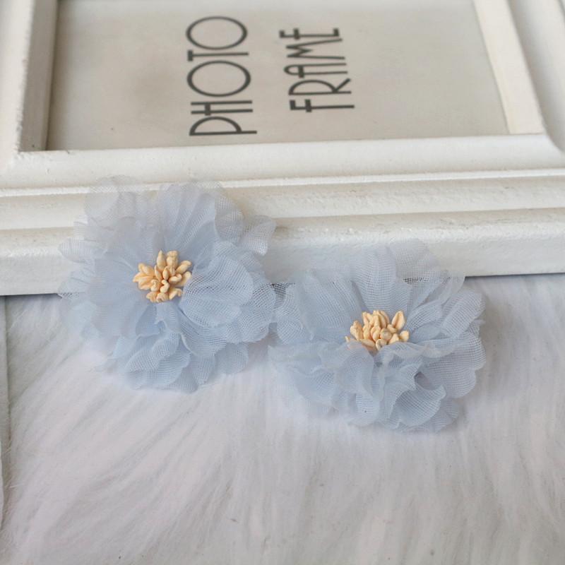 10Pcs 5CM Wrinkle Chiffon Fabric Cored Flowers For DIY Hair Accessories Hats Headband Wedding Dress Decoration
