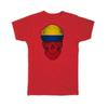 Gift T-Shirt : Colombia Flag Skull Colombian National Colors