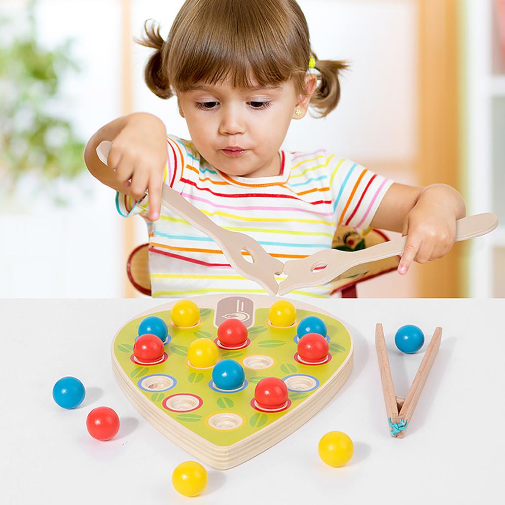 Wooden Fun Color Matching Clip Beads Exercise Concentration Training Parent-child Interactive Table Game Educational Toys