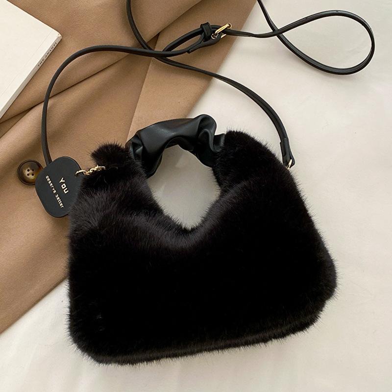 Bolsa de pelúcia de fada popular nova bolsa de mão de inverno bolsa de pelúcia fofa para mulheres bolsa de ombro transversal