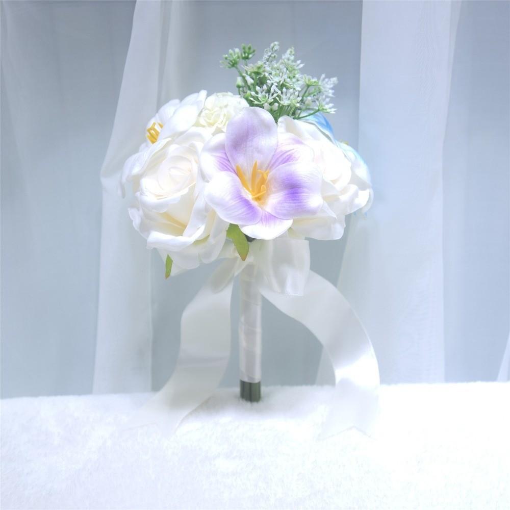 

Calla Lily Floral Bridal Bouquet White Rose Tulip Artificial Flowers Bouquet Silk Floral Fake Flowers Bridal Accessories разноцветный