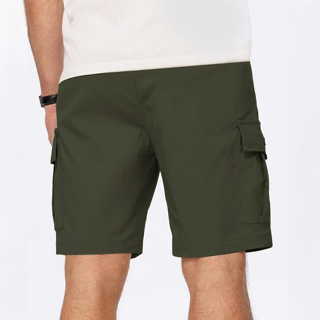 Men's Summer Solid Color Casual Multi-Pocket Sport Cargo Shorts