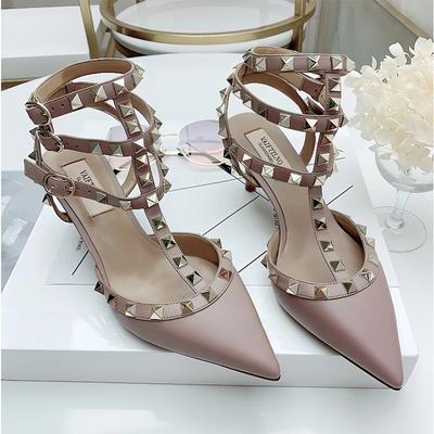 Sandalett Tre remmar Nit Klackade sandaler lyxiga Dam Gladiator sandaler sommar Märke Slingbacks Höga klackar designer fest Dam sko