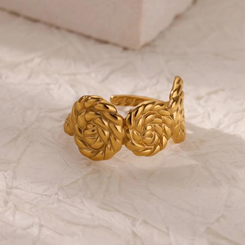 New Stainless Steel Plated K Color Zircon Ring Women's Daily Versatile Simple Temperament Medieval Ring