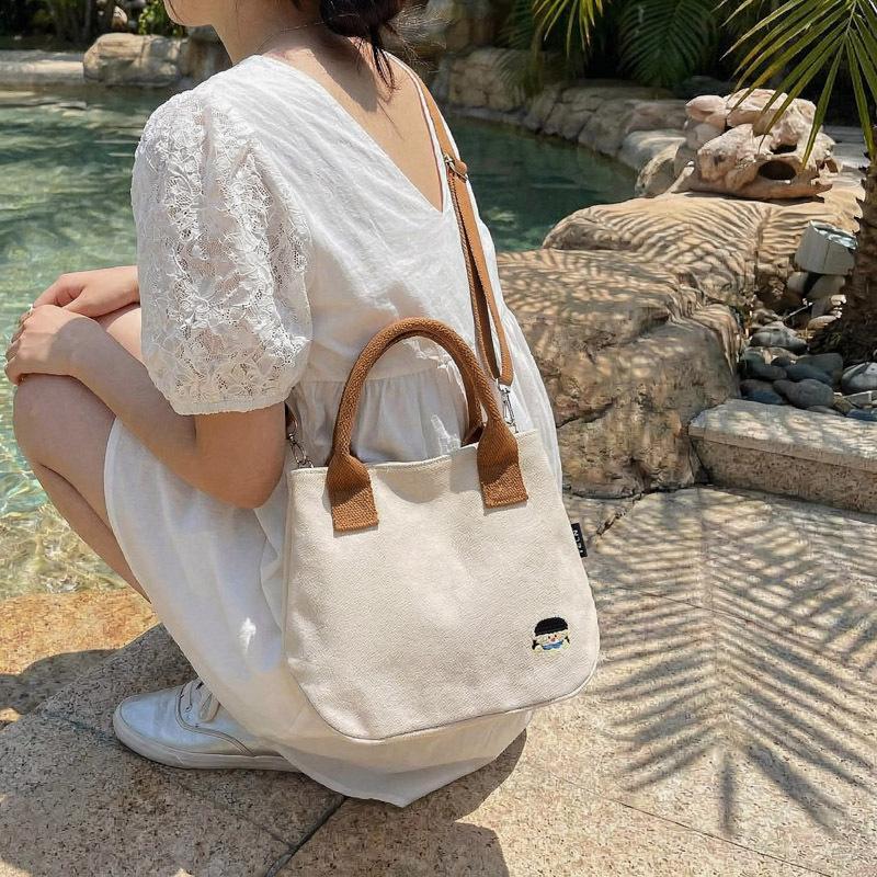 2026 Spring New Trendy Canvas Tote Bag Ins Style Fashiable Casual Handbag for Women Daily Use