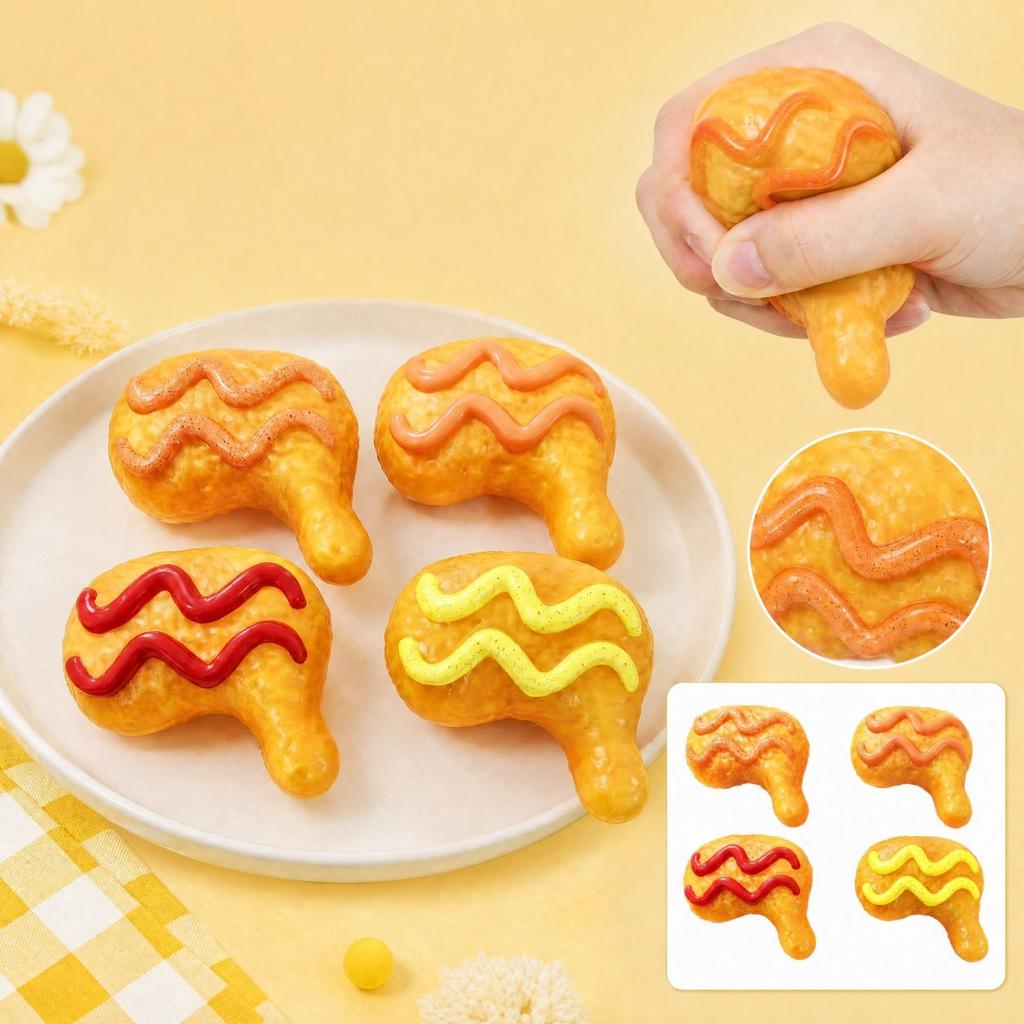 Creative Chicken Drumstick Shaped Toy, Assorted Styles, Stress for Adults and Teens