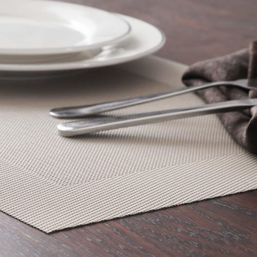 Topfinel Placemats, Stylish, Nordic Design, Available in 6 Colors, Waterproof, Stain-Resistant, Insulating, Non-Slip, Easy to Clean, PVC, Light Coffee